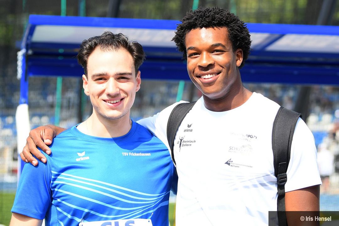 Konstantinos Pindonis (TSV Frickenhausen; links) und Kelson De Carvalho (LG Steinlach-Zollern; rechts) 